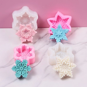 3D Snowflake Silicone Mold For DIY Handmade Candle Soap Resin Casting Aromatherapy Christmas Cake Decorating Baking Tray