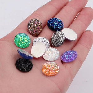 14mm round resin starfield crystals with flat back for DIY jewelry making in multi colors