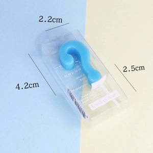 Blue question mark shaped birthday candle with dimensions 2.2cm and 4.2cm for cake decoration