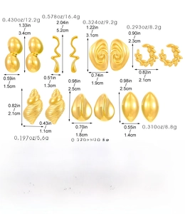 Detailed chart showing measurements and weights of various titanium steel earrings