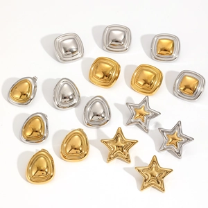 Boucles d'oreilles polies en acier inoxydable doré et argenté, formes étoile et goutte