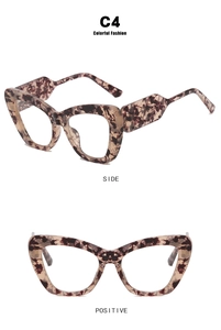 Cat eye glasses frame in tortoiseshell finish C4 showing front and side view