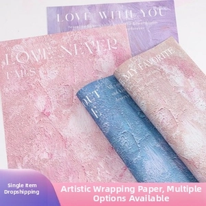 Artistic oil painting texture tissue paper with Love Never Fails print for gift wrapping