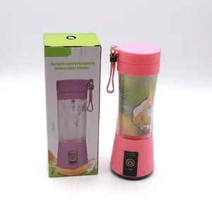 Frullatore portatile rosa da 380ml ricaricabile USB con confezione in inglese