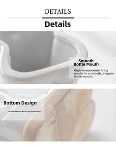 Detail of round smooth ceramic vase rim and non-slip unglazed bottom design