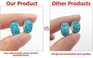 Detailed close-up showing high-quality blue rhinestone paved beads for DIY bracelets