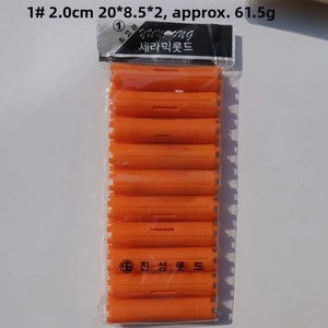 Macro view of 2.0cm orange hair rollers set showing detailed texture and dimensions