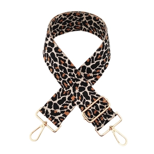Tracolla regolabile con stampa leopardata e ganci in metallo dorato lucido