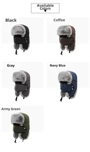 Winter trapper hats with face masks in black, coffee, grey, navy blue, and army green