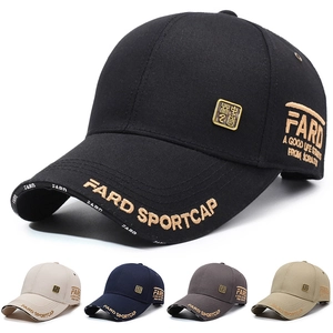 Cotton Baseball Cap With Letter Embroidery And Metal Badge Adjustable Outdoor Sunshade Sport Hat For Men Women