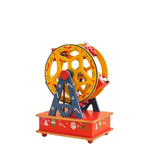 Christmas wooden musical ferris wheel with Santa Claus and festive snowflake patterns