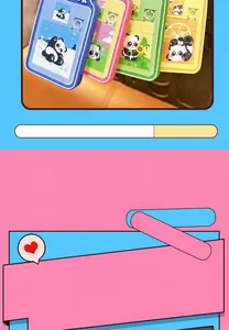 Close-up of colorful panda sliding puzzle keychains with cute panda illustrations