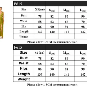 Guide des tailles détaillé et tableau des mesures pour l'élégante robe de soirée verte