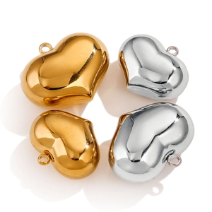 Polished gold and silver heart pendants for necklaces in two different sizes