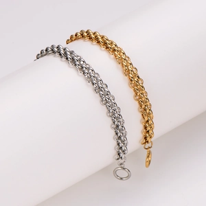 French minimalist stainless steel OT buckle bracelet in gold and silver metal finishes