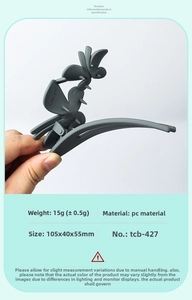 Detail view of large grey matte butterfly hair clip showing 105x40x55mm dimensions
