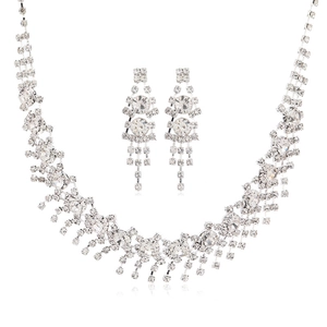 Luxurious silver bridal jewelry set with sparkling crystals for elegant wedding banquets