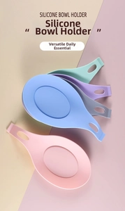 Multi-color silicone bowl holders with hanging holes and heat-resistant oval groove design