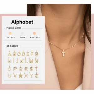 Collier Pendentif Lettre Alphabet en Acier Inoxydable Avec Incrustation de Künstliche Perles d'Imitation Or Or Rose Chaîne Box Bijoux de Mode Femme