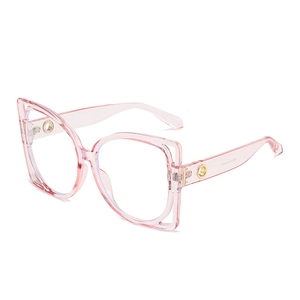 Lunettes de soleil carrées surdimensionnées roses transparentes avec design creux tendance