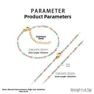 Spécifications de taille pour l'ensemble bijoux bohème en acier avec perles colorées