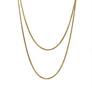 Double-layered 18K gold plated square snake chain necklace made of durable titanium steel