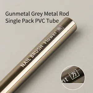 Premium gunmetal metallic nail brush handle with polished finish and engraved logo