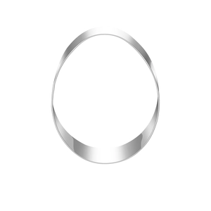 Macro shot of silver stainless steel ring featuring a polished twisted mobius design