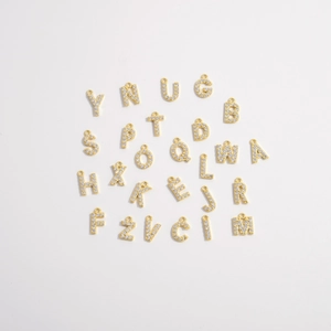 Set of 26 gold-plated S925 silver A-Z alphabet charms with micro-pave cubic zirconia