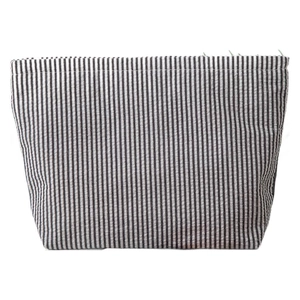 Searsucker striped toiletry bag with canvas texture for travel and daily storage