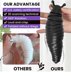 Detailed comparison of high-quality 3D printed fidget slug toy with 360 degree rotation
