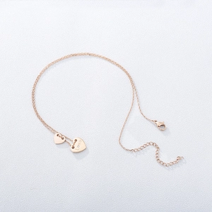 Mode Herzanhänger Doppelschicht Roségold Kette mit Kristall und Love Gravur für Damen