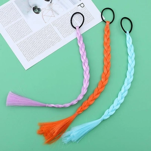 Colorful braided hair extensions for girls with purple, orange and blue synthetic hair