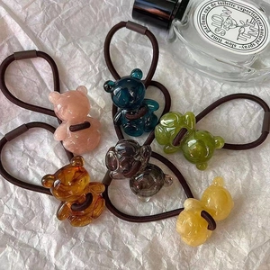 Élastiques à Cheveux Ours en Acétate Mignon Ours de Dessin Animé Élastiques Simples Corde à Cheveux Accessoires Cheveux