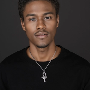 Hip hop Eye of Horus Ankh cross pendant necklace in silver with iced out zircons