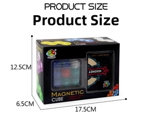 Magnetic Cube puzzle toy box dimensions 17.5x12.5x6.5cm with guide cards for kids