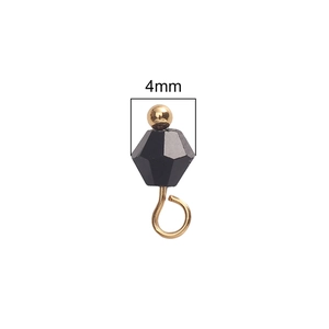 4mm faceted black glass bead with gold round bead pendant and metal hook accessory