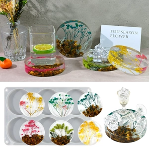 Round Silicone Coaster Mold For DIY Epoxy Resin Casting Cup Mat Base Home Table Decor Crafting Flexible Multi Cavity