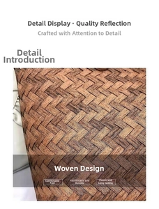 Close-up of the detailed cross-woven texture and natural brown fibers of this tote bag