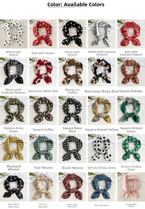 Collection of 25 floral cotton linen square scarves with heart and geometric patterns