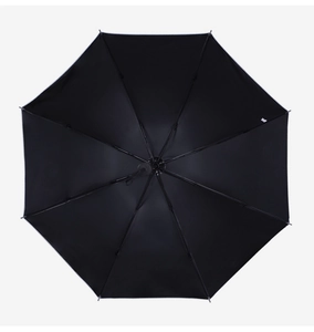 Detail view of the 8-rib internal structure and black UV coating on the folding umbrella