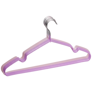 Set of 10 purple non-slip clothes hangers with metal hooks and anti-trace PVC coating