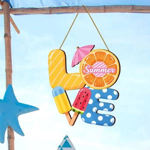 Sommer LOVE Holzschild mit Zitronen- und Wassermelonen-Deko für Gartenpartys