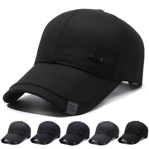 Men Baseball Cap Polyester Adjustable Sun Protection Outdoor Casual Sport Fashion Label Metal Plate Curved Brim