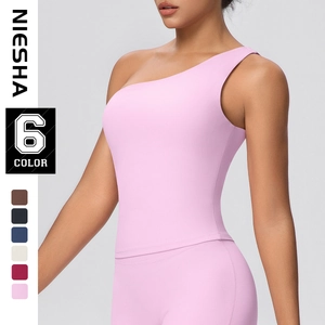 Women's One Shoulder Yoga Vest Slim Fit Sports Tank Top Quick Dry High Stretch Fitness Bra Running Activewear Top