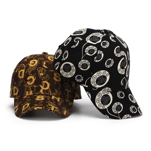 Baroque style letter print baseball caps with floral patterns for men and women