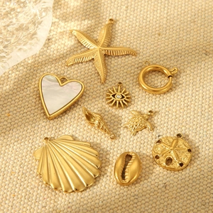 Ocean Theme Charms Pendants Stainless Steel Shell Starfish Sea Turtle For DIY Jewelry Making Accessories Gold Plated