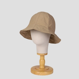 Close-up of khaki lightweight sun hat with refined stitching and water-resistant texture