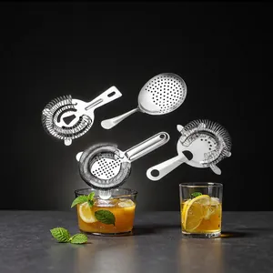 Stainless steel cocktail strainer set with four filters for professional bartending