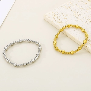 Bracelets à billes minimalistes en or 18 carats et argent en acier inoxydable poli